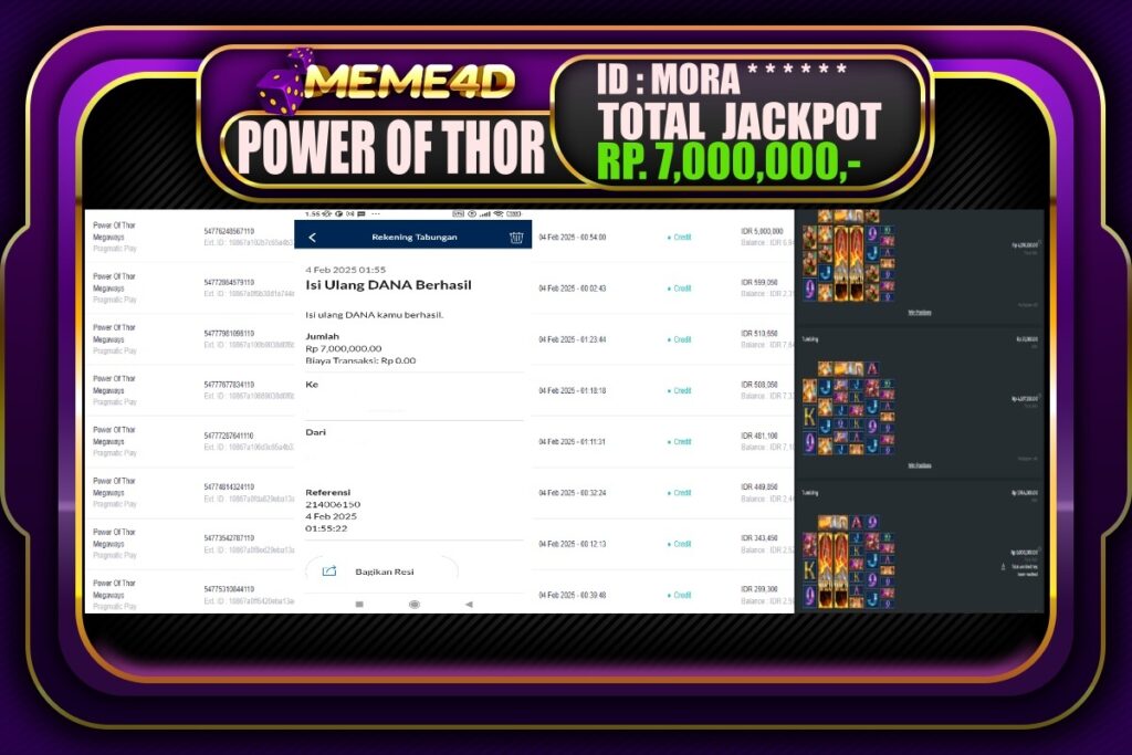 Bukti Jp MEME4D Slot Online 04 Februari 2025