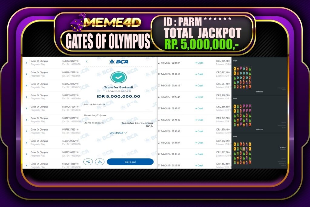 Bukti Jp MEME4D Slot Online 27 Februari 2025