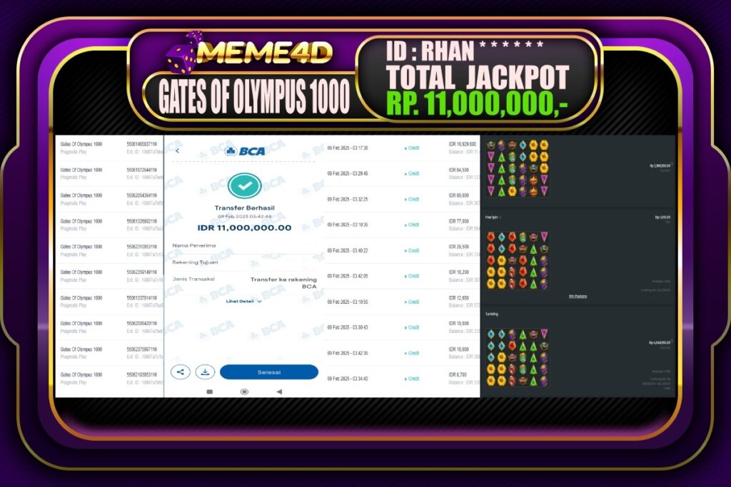 Bukti Jp MEME4D Slot Online 09 Februari 2025