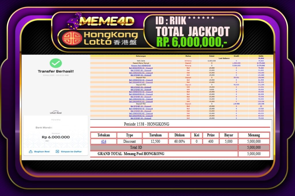 Bukti Jp MEME4D Togel Online 12 Februari 2025