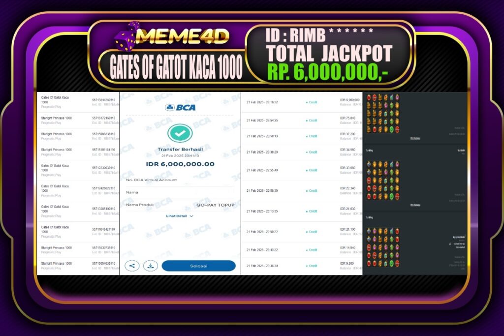 Bukti Jp MEME4D Slot Online 22 Februari 2025