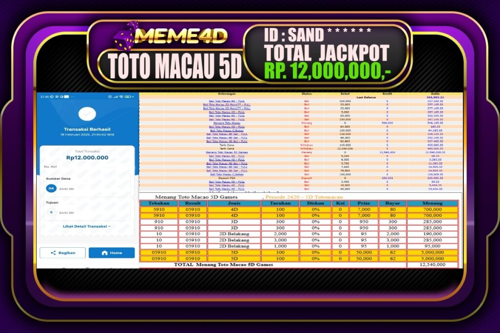 Bukti Jp MEME4D Togel Online 19 Februari 2025