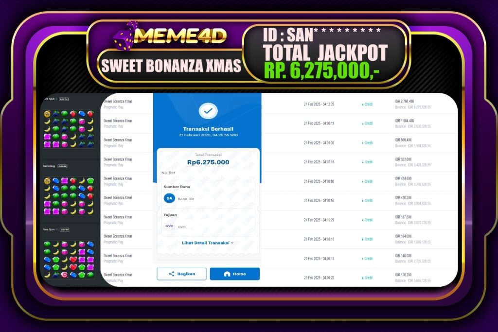 Bukti Jp MEME4D Slot Online 21 Februari 2025