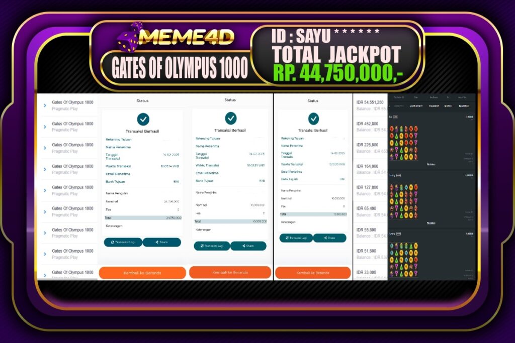 Bukti Jp MEME4D Slot Online 15 Februari 2025