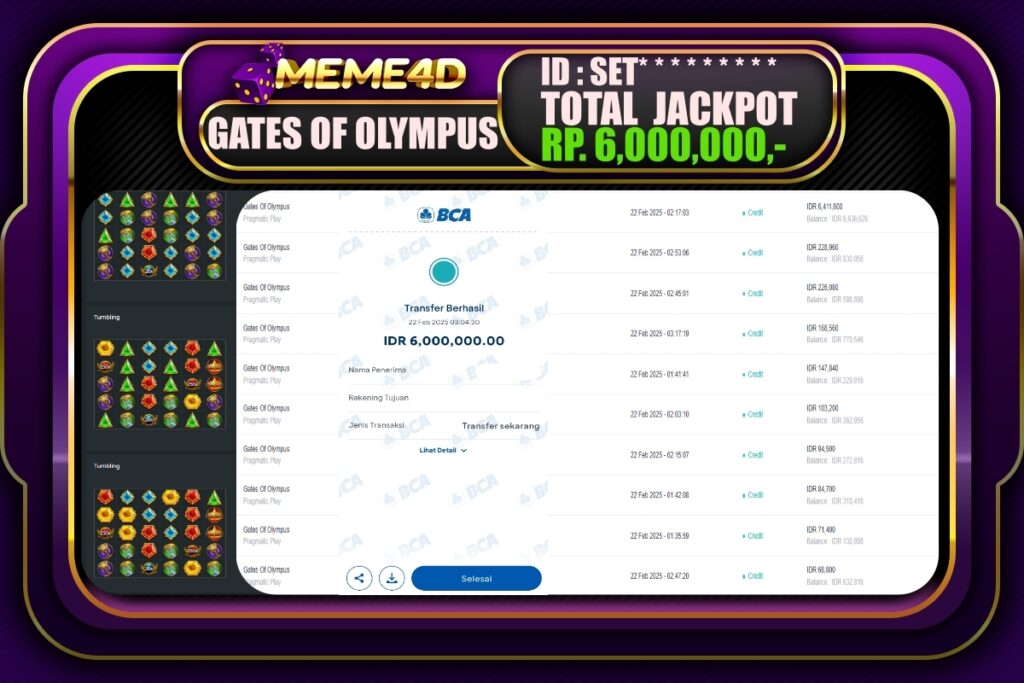 Bukti Jp MEME4D Slot Online 22 Februari 2025