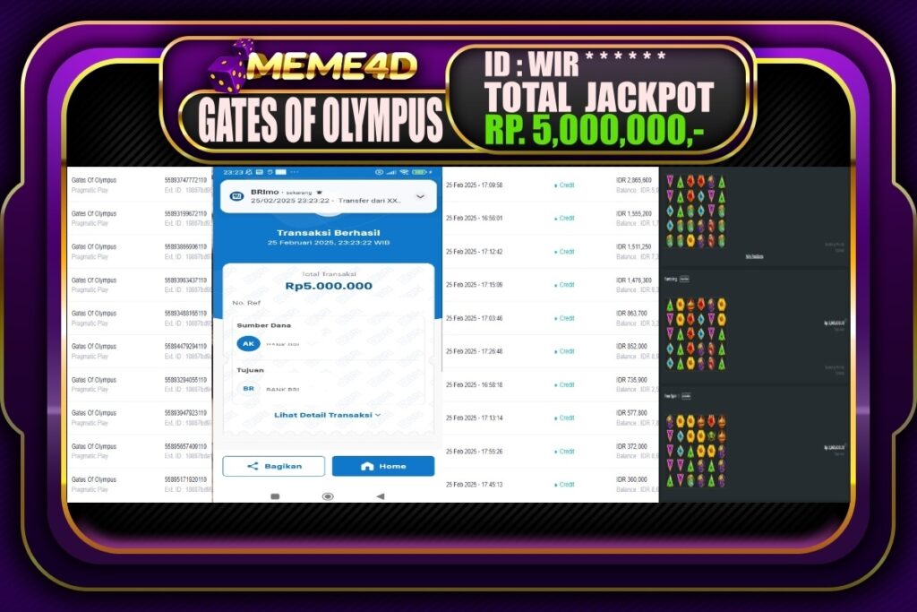 Bukti Jp MEME4D Slot Online 26 Februari 2025