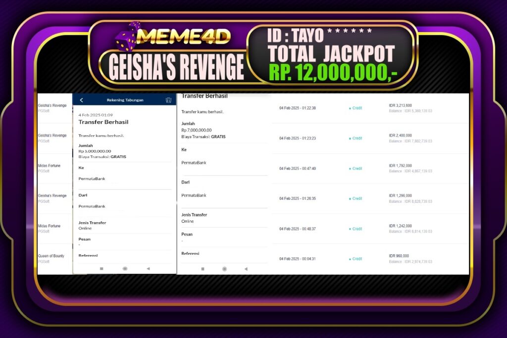 Bukti Jp MEME4D Slot Online 04 Februari 2025