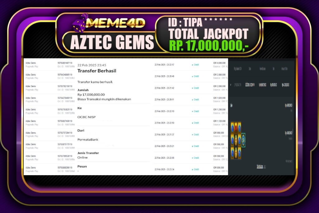 Bukti Jp MEME4D Slot Online 23 Februari 2025