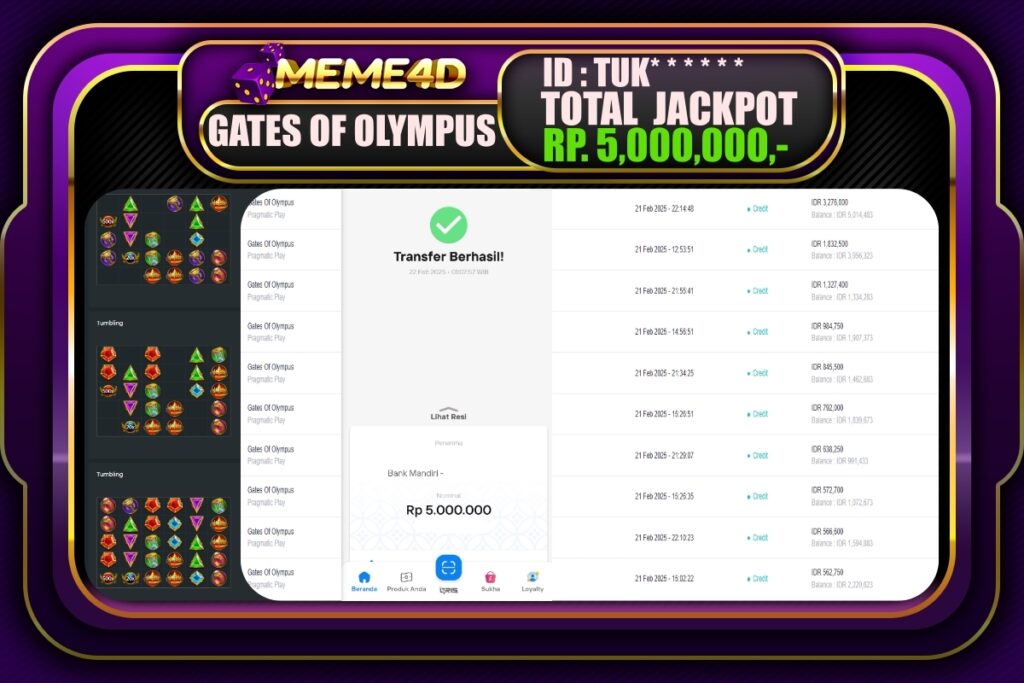 Bukti Jp MEME4D Slot Online 22 Februari 2025