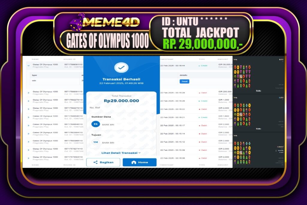 Bukti Jp MEME4D Slot Online 22 Februari 2025