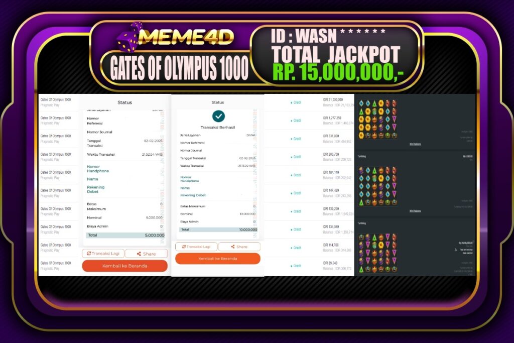 Bukti Jp MEME4D Slot Online 03 Februari 2025