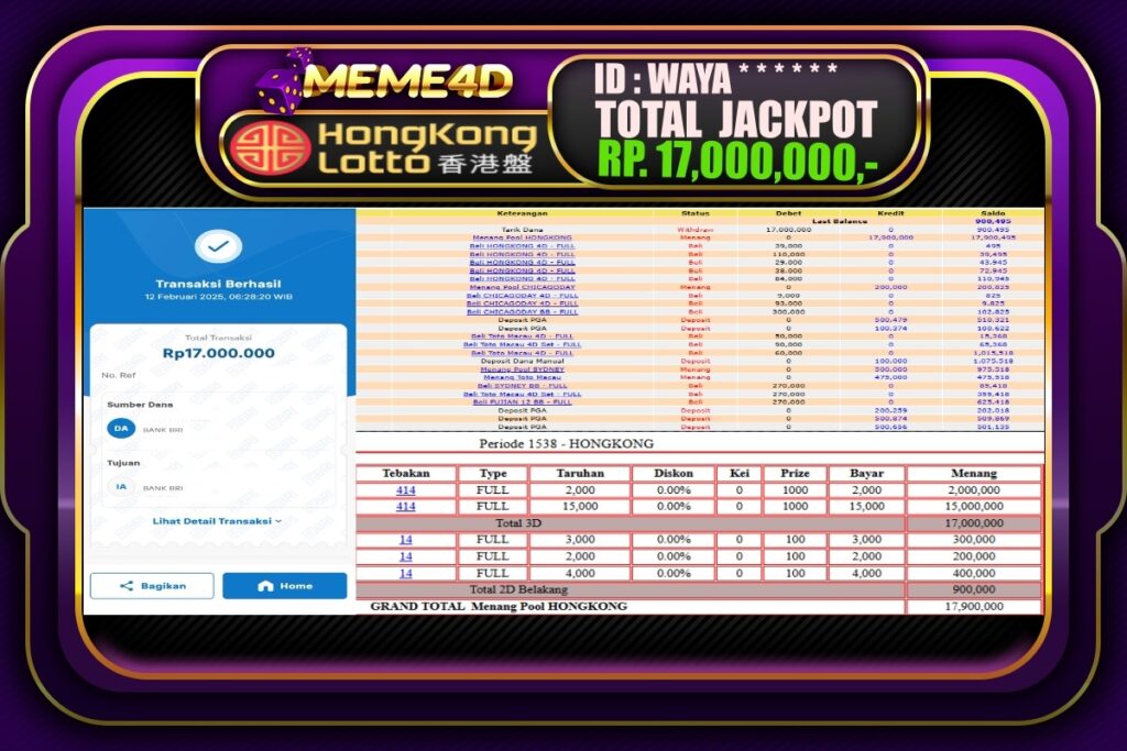 Bukti Jp MEME4D Togel Online 12 Februari 2025
