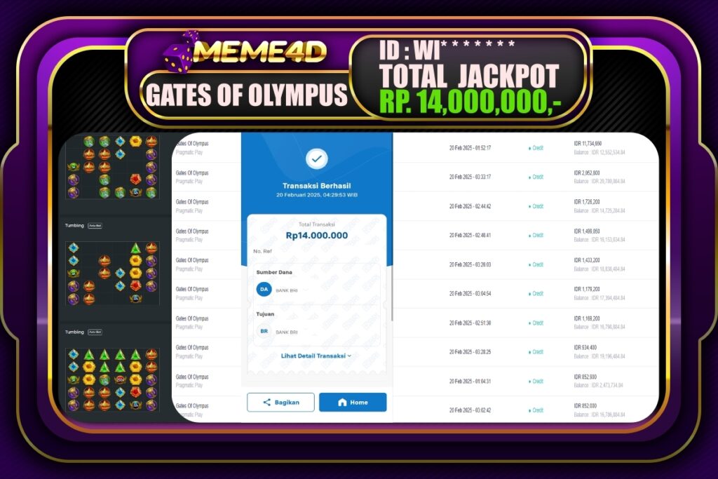 Bukti Jp MEME4D Slot Online 20 Februari 2025