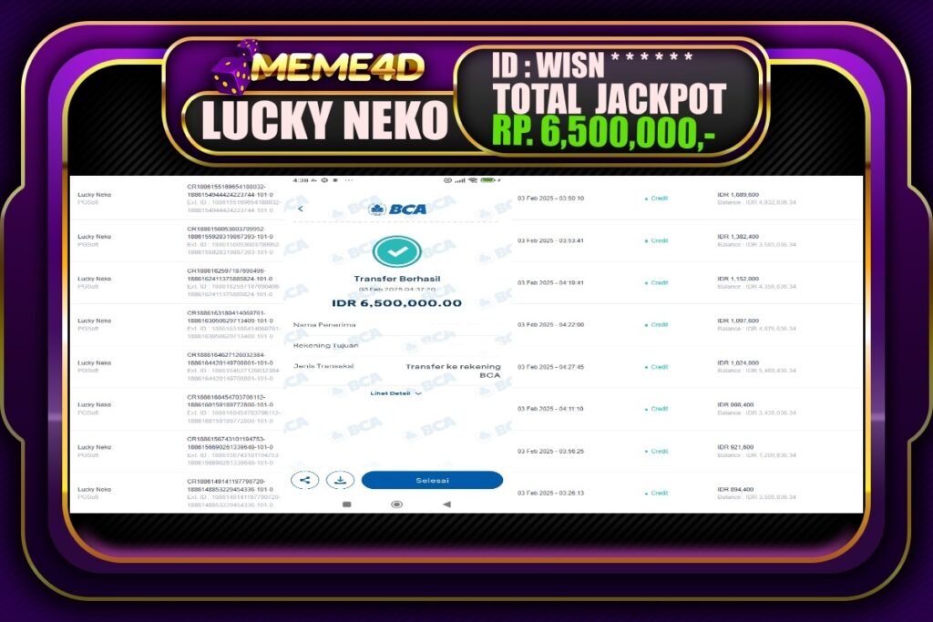 Bukti Jp MEME4D Slot Online 03 Februari 2025