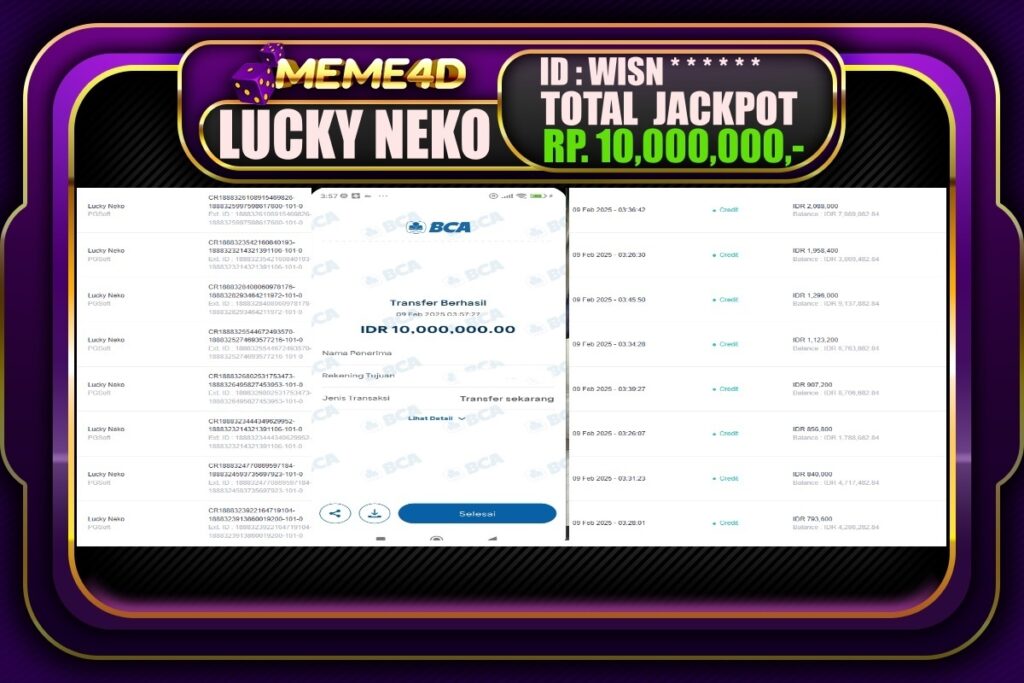 Bukti Jp MEME4D Slot Online 09 Februari 2025