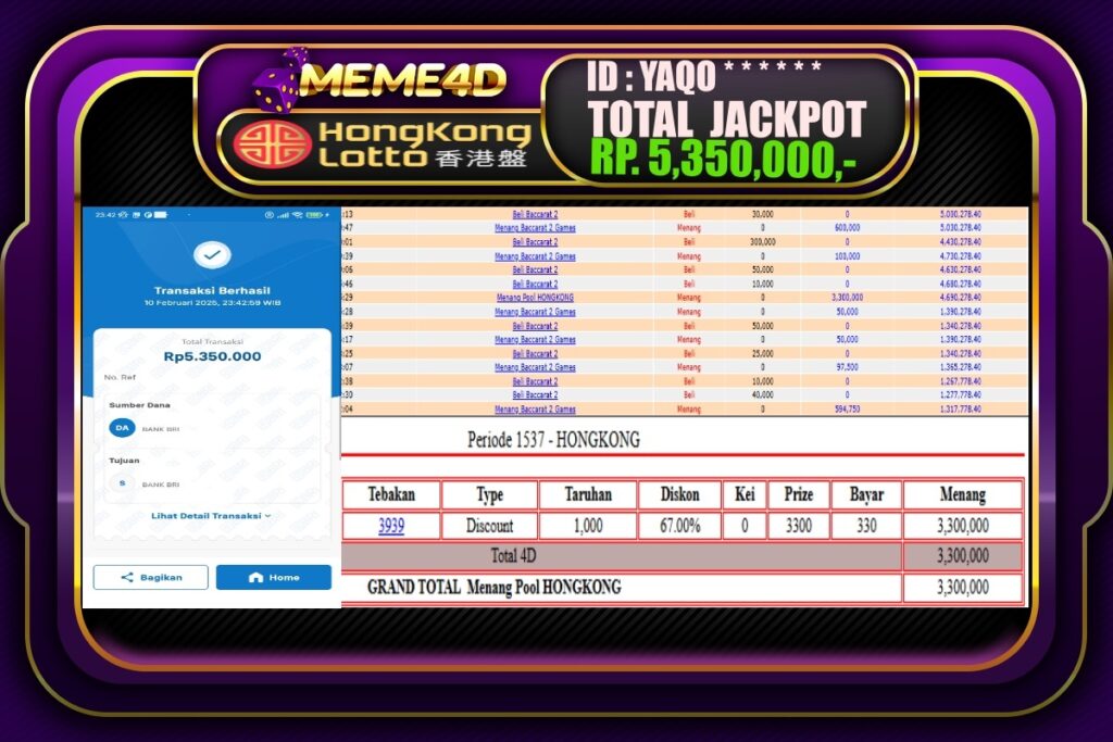Bukti Jp MEME4D Togel Online 11 Februari 2025