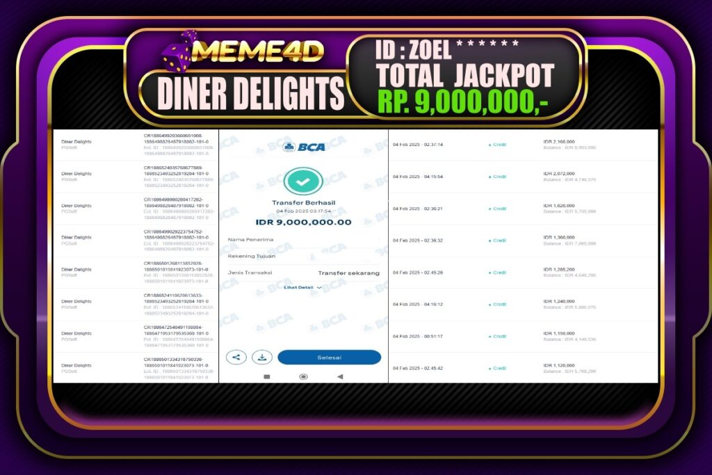 Bukti Jp MEME4D Slot Online 04 Februari 2025