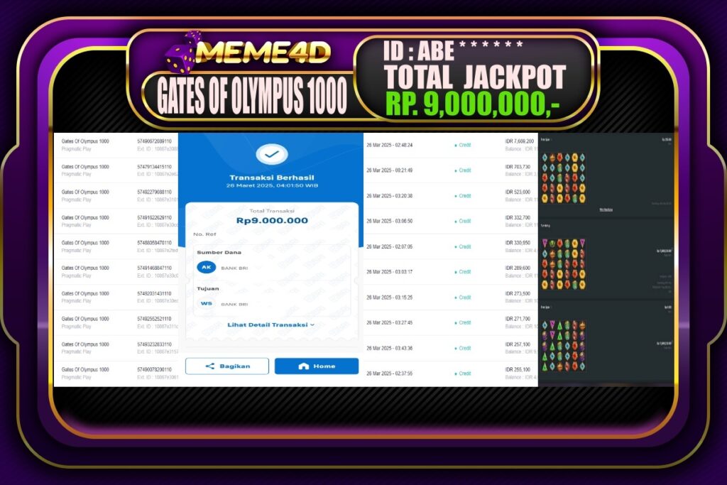 Bukti Jp MEME4D Slot Online 26 Maret 2025
