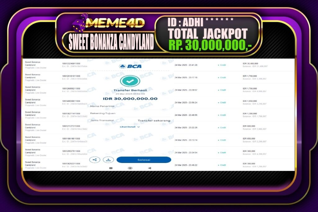 Bukti Jp MEME4D Slot Online 25 Maret 2025