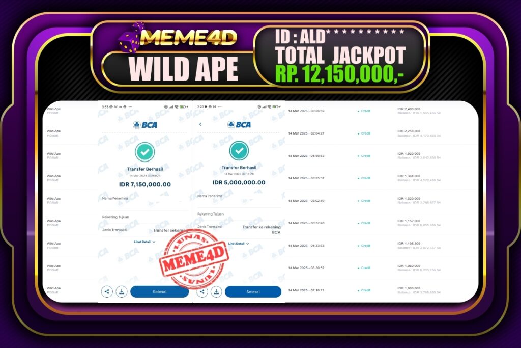 Bukti Jp MEME4D Slot Online 14 Maret 2025