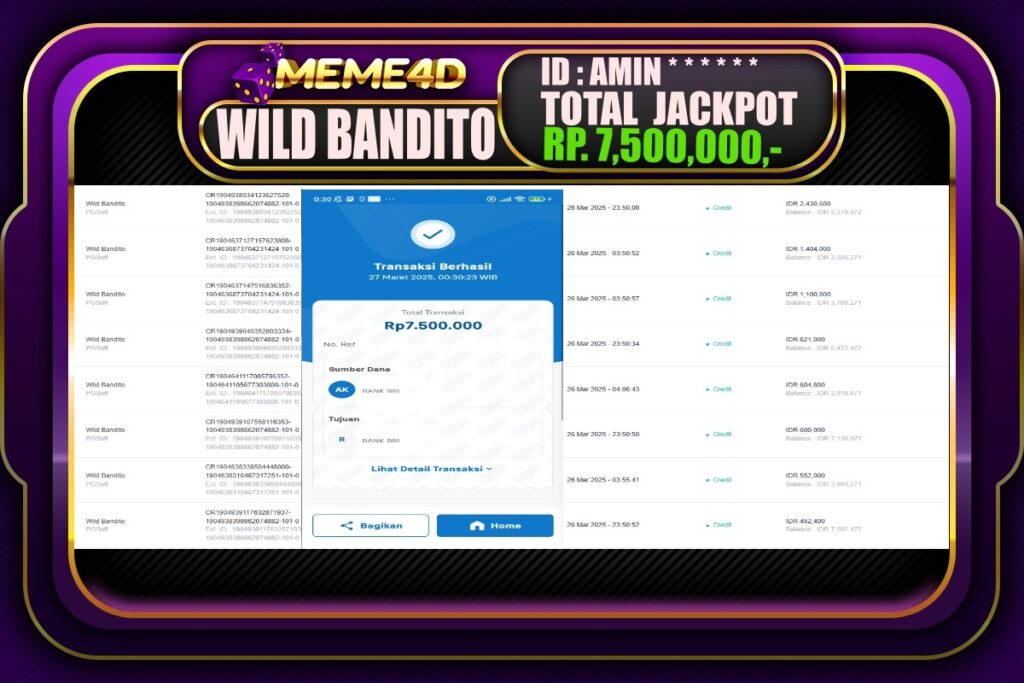 Bukti Jp MEME4D Slot Online 27 Maret 2025