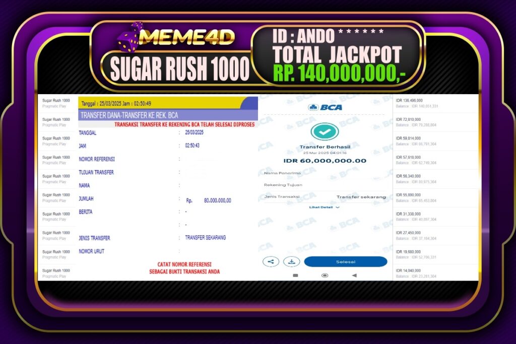 Bukti Jp MEME4D Slot Online 25 Maret 2025