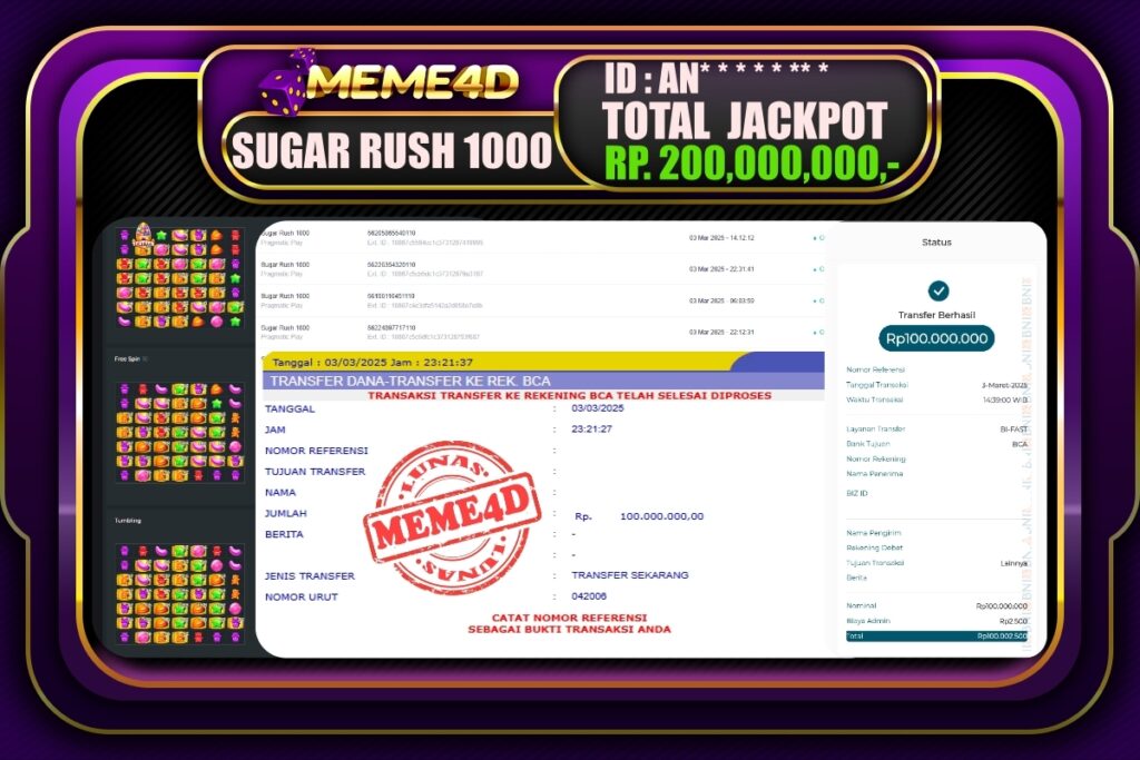 Bukti Jp MEME4D Slot Online 04 Maret 2025