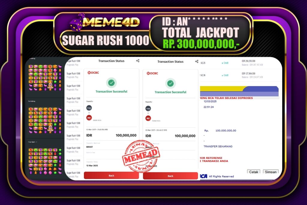 Bukti Jp MEME4D Slot Online 13 Maret 2025