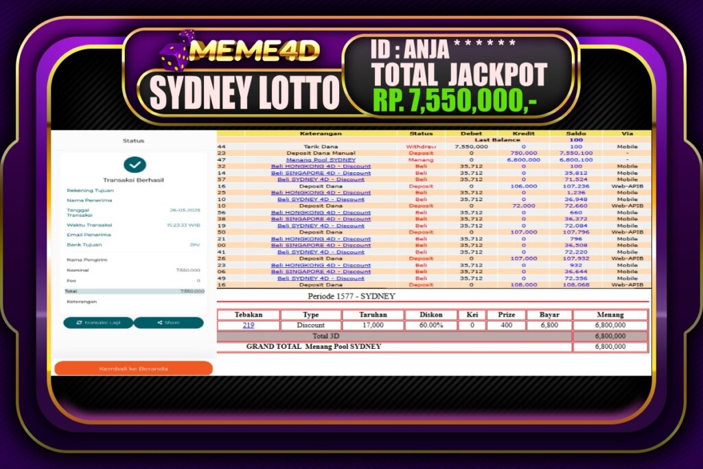 Bukti Jp MEME4D Togel Online 27 Maret 2025