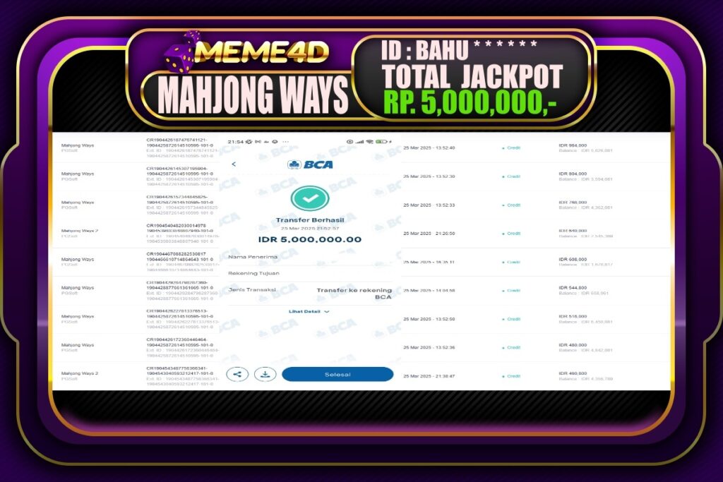 Bukti Jp MEME4D Slot Online 26 Maret 2025