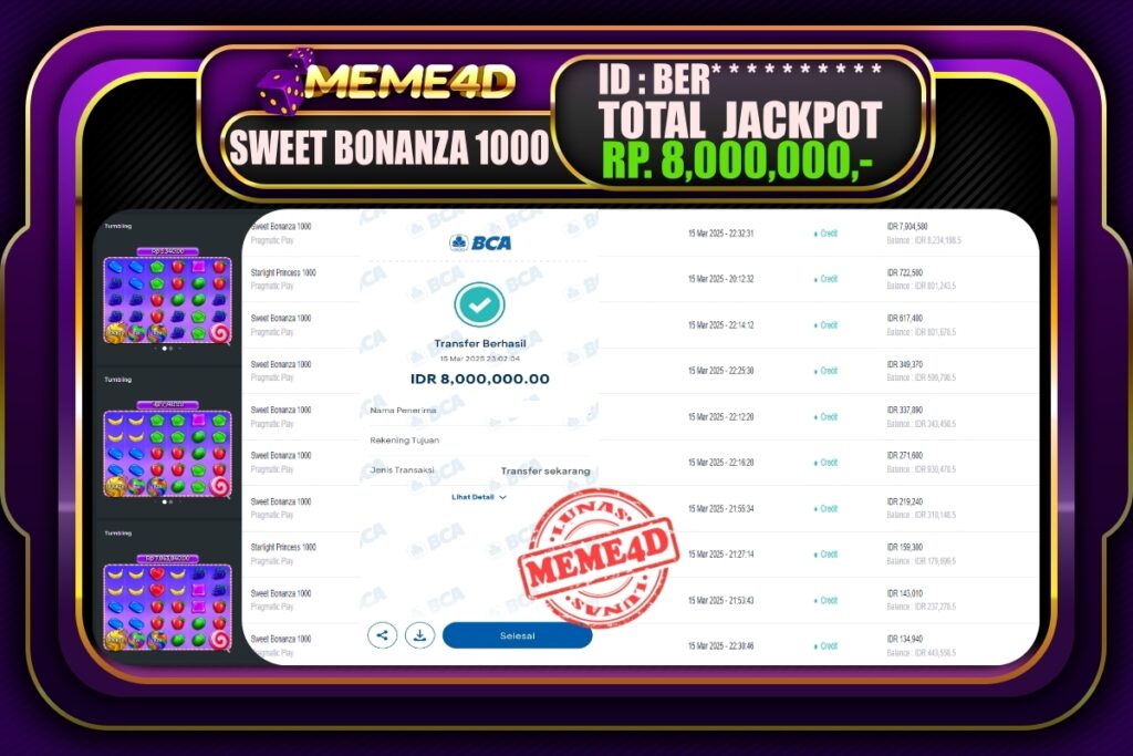 Bukti Jp MEME4D Slot Online 16 Maret 2025