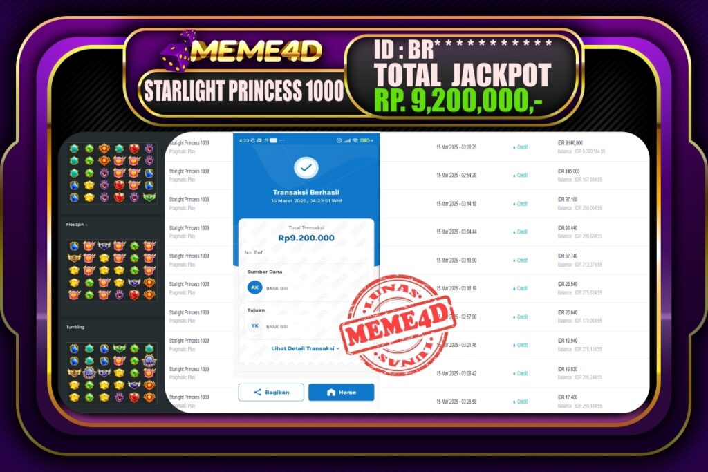 Bukti Jp MEME4D Slot Online 15 Maret 2025