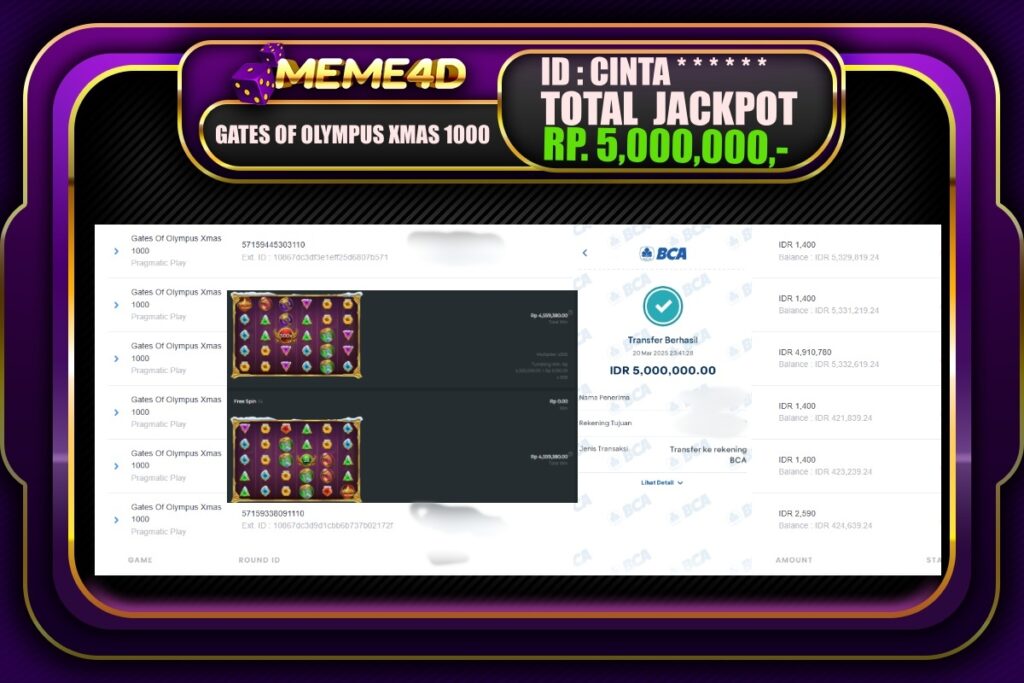Bukti Jp MEME4D Slot Online 21 Maret 2025