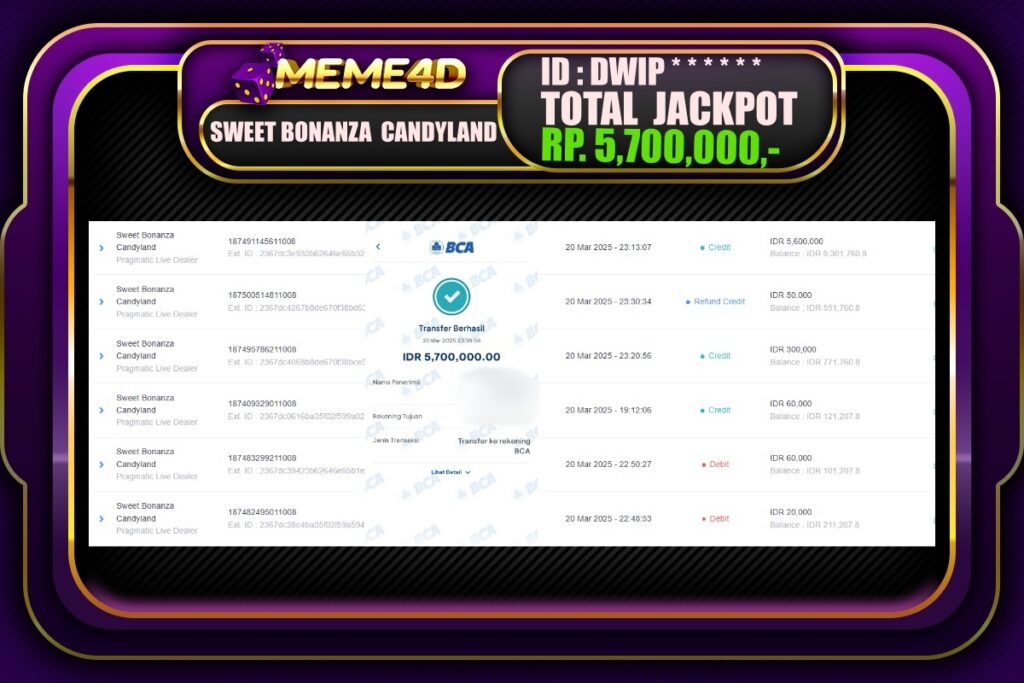 Bukti Jp MEME4D Slot Online 21 Maret 2025