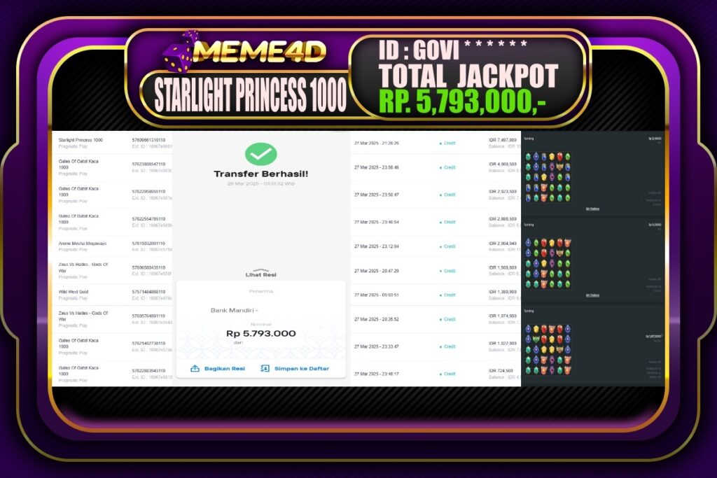 Bukti Jp MEME4D Slot Online 28 Maret 2025