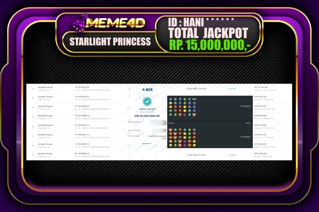 Bukti Jp MEME4D Slot Online 20 Maret 2025