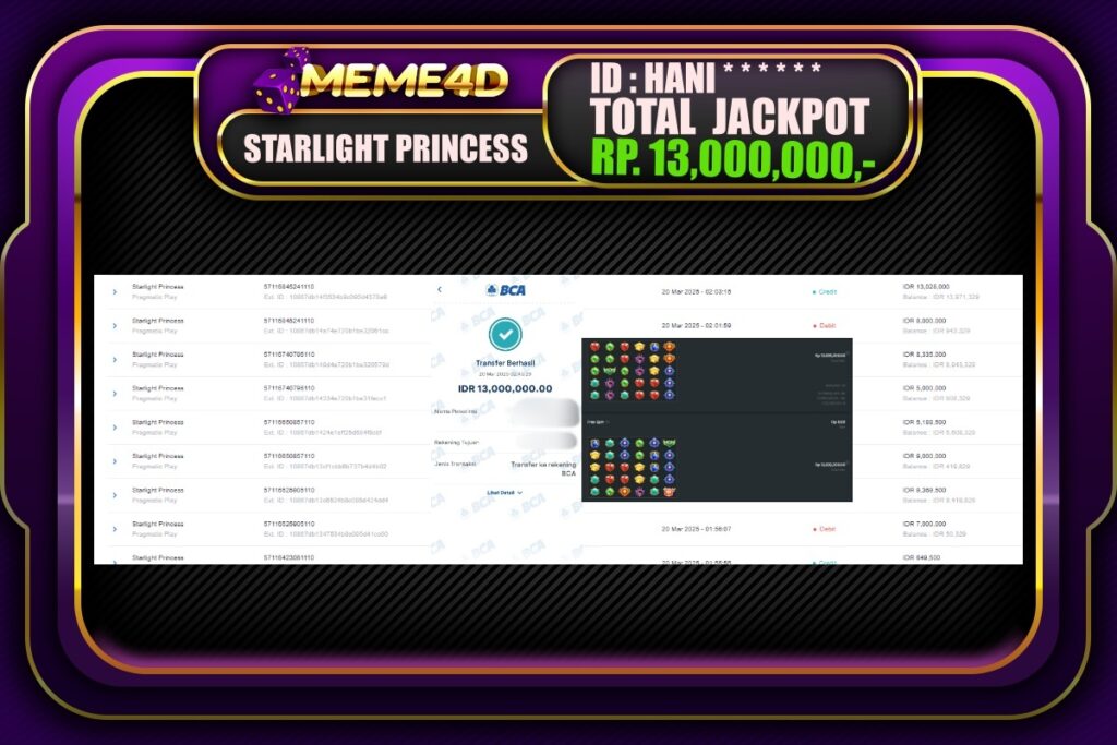 Bukti Jp MEME4D Slot Online 20 Maret 2025