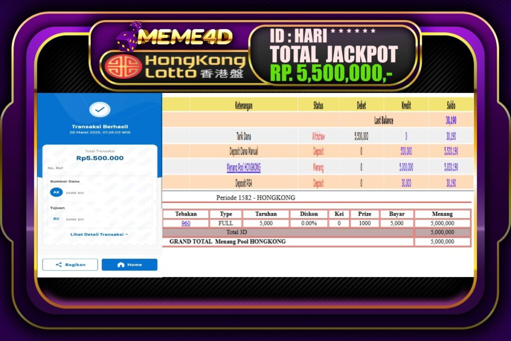 Bukti Jp MEME4D Togel Online 28 Maret 2025