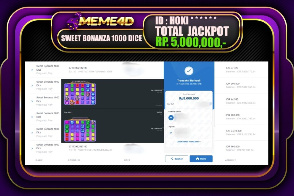 Bukti Jp MEME4D Slot Online 21 Maret 2025