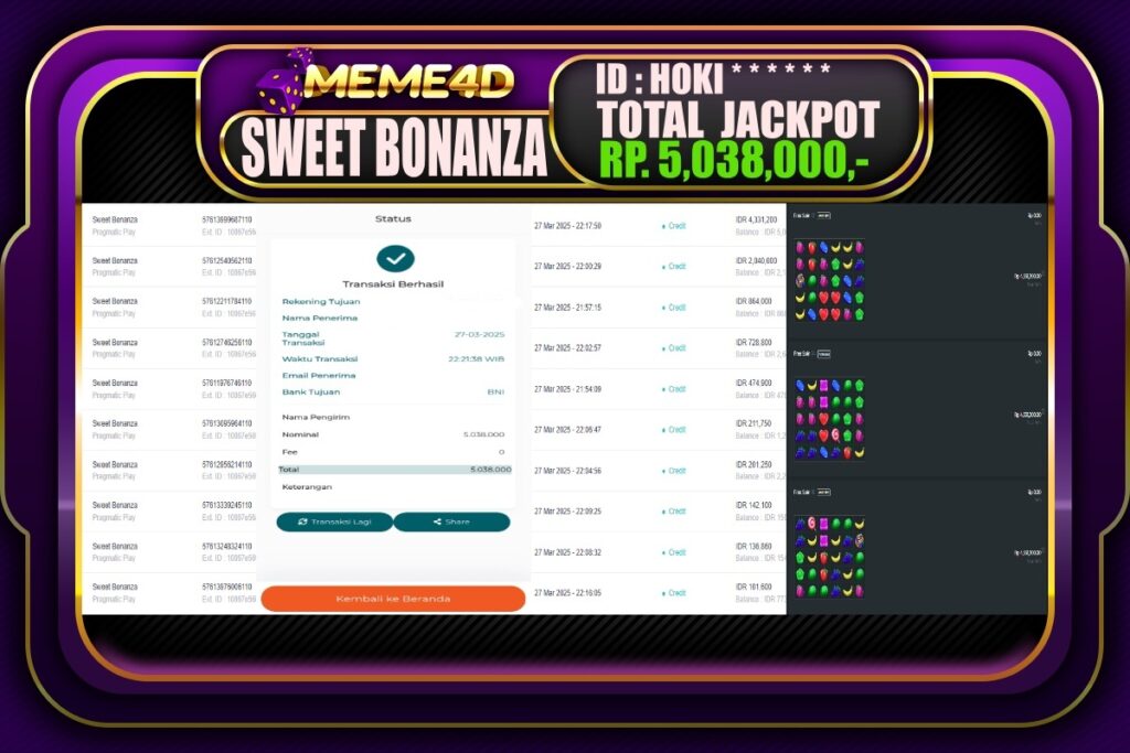 Bukti Jp MEME4D Slot Online 28 Maret 2025