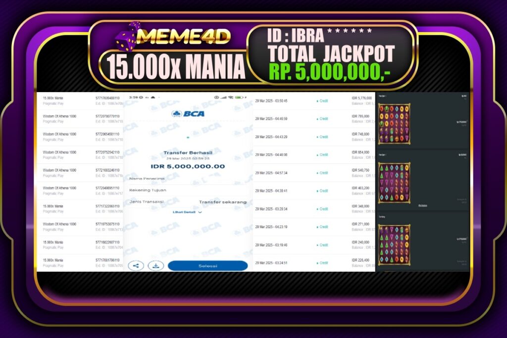 Bukti Jp MEME4D Slot Online 29 Maret 2025