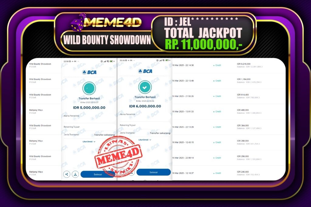 Bukti Jp MEME4D Slot Online 17 Maret 2025