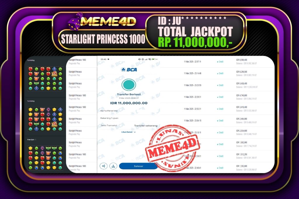 Bukti Jp MEME4D Slot Online 12 Maret 2025