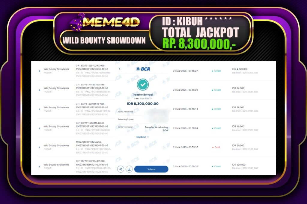 Bukti Jp MEME4D Slot Online 21 Maret 2025