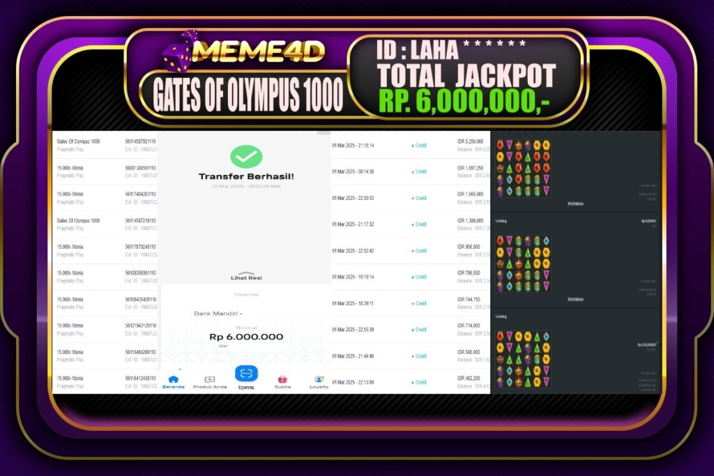 Bukti Jp MEME4D Slot Online 02 Maret 2025