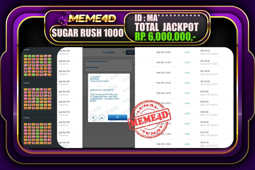 Bukti Jp MEME4D Slot Online 19 Maret 2025