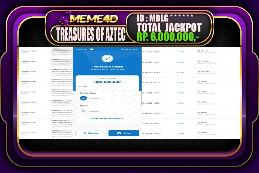 Bukti Jp MEME4D Slot Online 28 Maret 2025