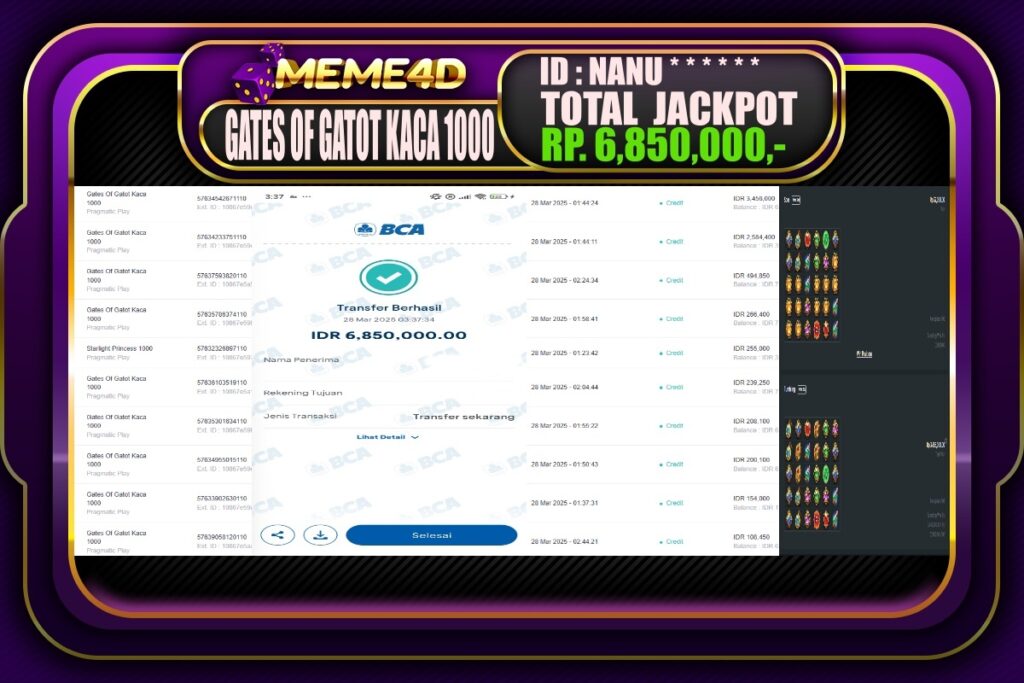 Bukti Jp MEME4D Slot Online 28 Maret 2025
