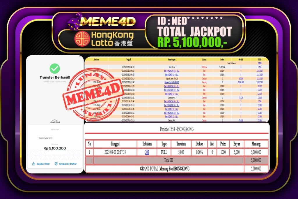 Bukti Jp MEME4D Togel Online 04 Maret 2025