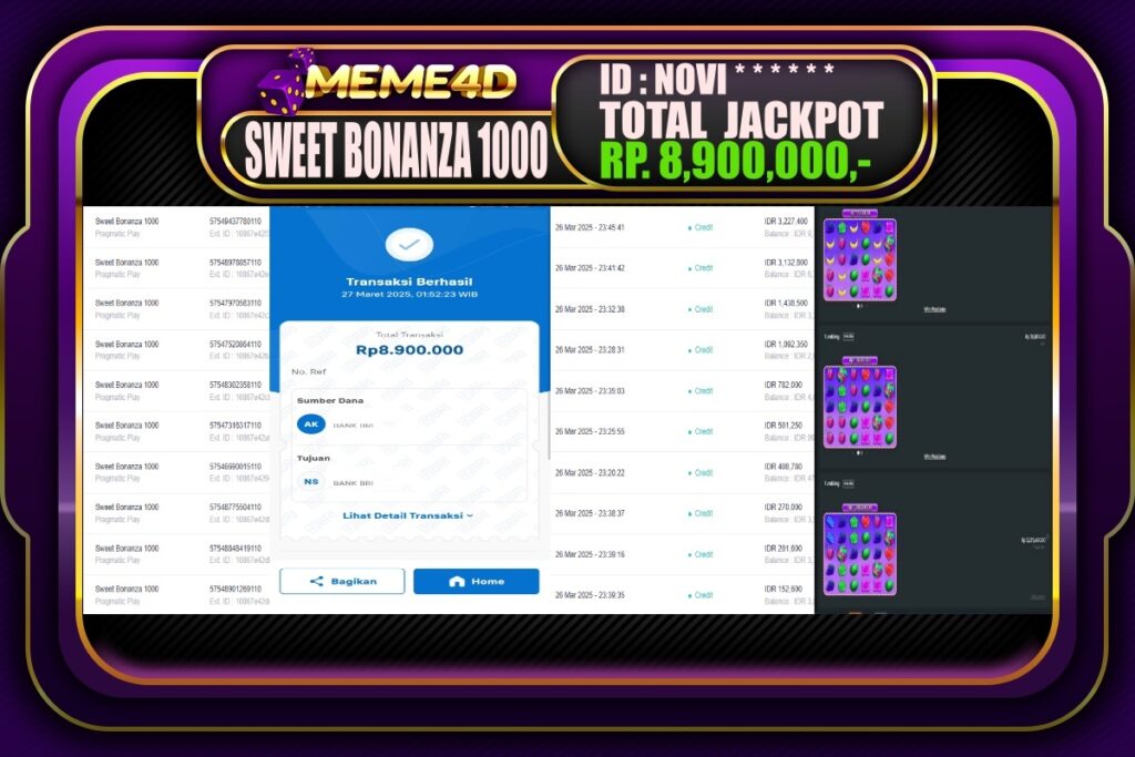 Bukti Jp MEME4D Slot Online 27 Maret 2025